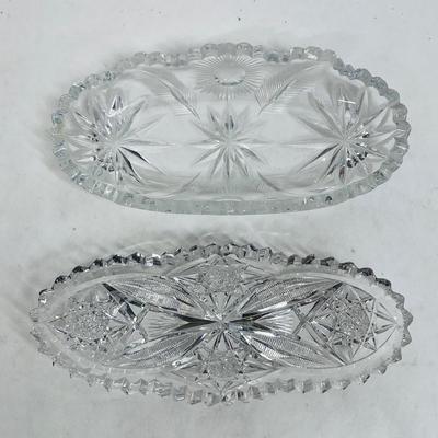 2 oval American Brilliant small serving dishes sawtooth edge