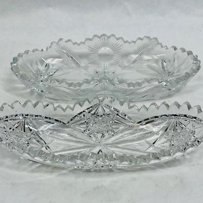 2 oval American Brilliant small serving dishes sawtooth edge