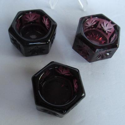 3 Dark Purple Mosser Glass Salt Dips