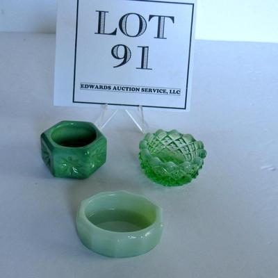 3 Shades of Green Mosser Glass Salt Dips