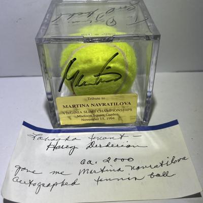 Martina Navratilova Signed Tennis Ball Case at the 1994 Virginia Slims Championship Games as Pictured.