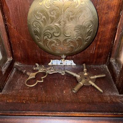 Antique c1900 Key Wind Wall Clock 29-1/2