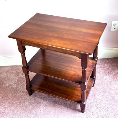 Vintage Leopold Stickley Cherry Wood 3 Tiered Shelf Side Table