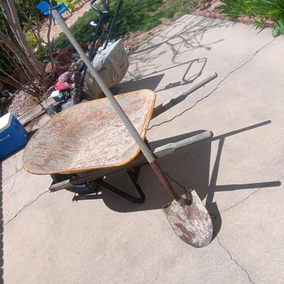 WHEELBARROW AND SPADE SHOVEL