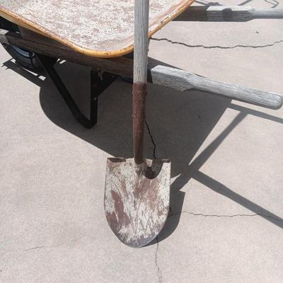 WHEELBARROW AND SPADE SHOVEL