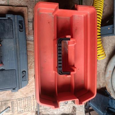 TOOL BOX WITH SHELF ON WHEELS WITH A HANDLE