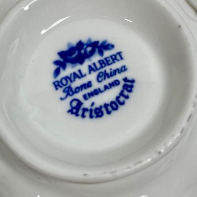 Royal Albert Fine China Aristocrat Teacup and Saucer Blue & White