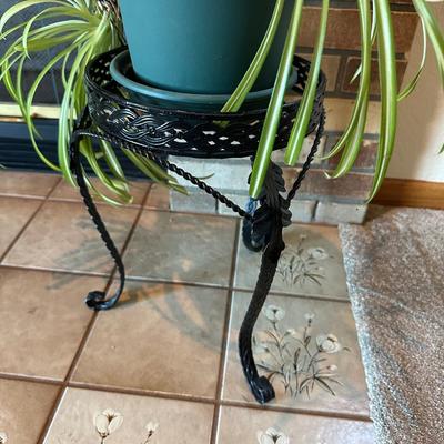 PLANT STAND WITH PLANTER AND LIVE PLANT
