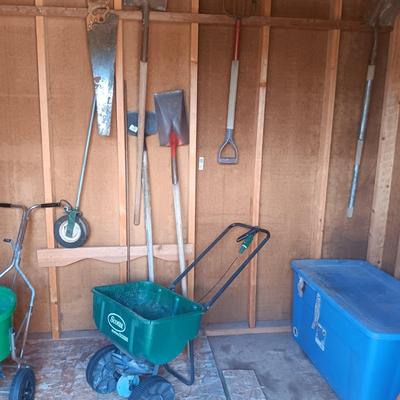 YARD TOOLS, SPREADER AND A DISTANCE TRACKER