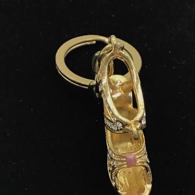 Gold Dress Shoe Keychain made with Swarovski Crystals