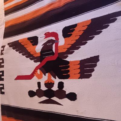 WOVEN EAGLE WITH SNAKE MEXICAN BLANKET/RUG