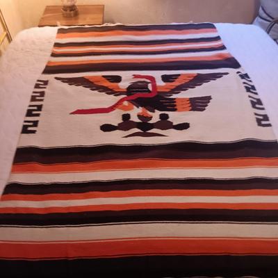 WOVEN EAGLE WITH SNAKE MEXICAN BLANKET/RUG