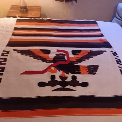 WOVEN EAGLE WITH SNAKE MEXICAN BLANKET/RUG
