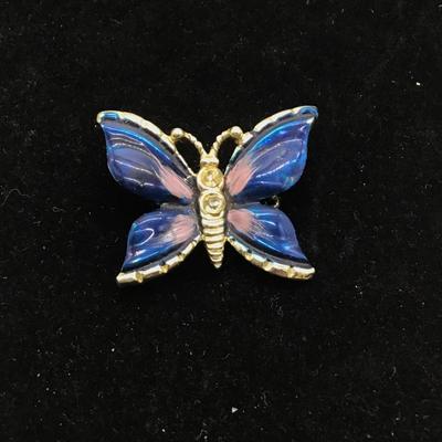 Beautiful Blue Enameled Butterfly Pin