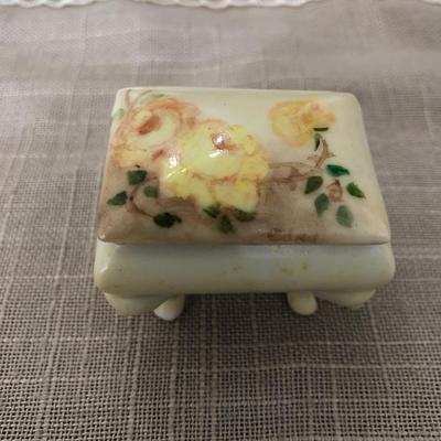 Vintage Miniature Porcelain Hand Painted Trinket Box