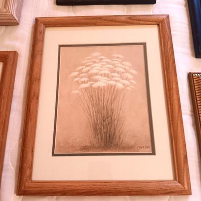 FRAMED PICTURES AND A FEW PICTURE FRAMES