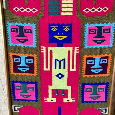 LOT 16 P: Vintage Framed South American/Ecuadorian Folk Art Tapestry