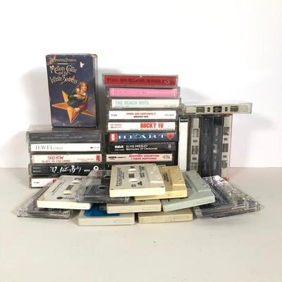 LOT 32B: Vintage Cassette Tapes - Beatles, Smashing Pumpkins Mellon Collie and the Infinite Sadness Box Set, Beach Boys, Bee Gees,...