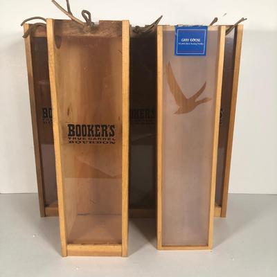 LOT 58G: Four Bookers Wooden Slide Boxes w/ Grey Goose Slide Box