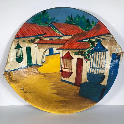 LOT 61X: Large Signed Painted Ceramic Platter / Wall Hanging
