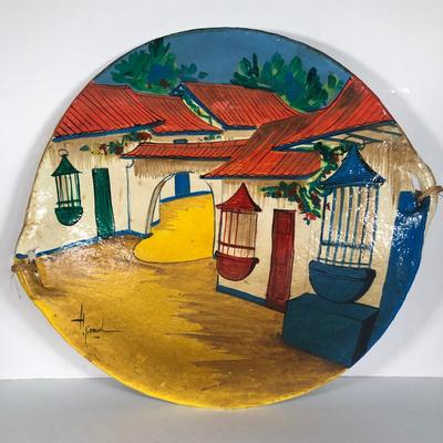 LOT 61X: Large Signed Painted Ceramic Platter / Wall Hanging