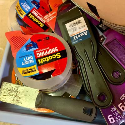 LOT 108 G: Misc. Tool Collection: Snips, Hammers, Screwdrivers, Scotch Packing Tape, & More