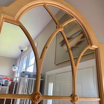 LOT 111 L: Arched Wooden Window Frame Mirror