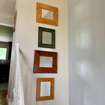 LOT 112 L: Set of Four Wooden Framed Mirrors