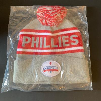 LOT 115 L: Philadephia Phillies 2022-2023 Collection: Hats, Beanie, T-Shirts, Pins, Sunglasses, & 2022 World Series MLB Official Programs