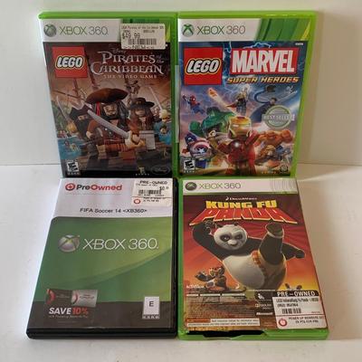 LOT 116 L: Xbox 360 Console, Controller, 120 GB Hard Drive, Wireless Networking Adapter, & Games including Lego, FIFA, & More