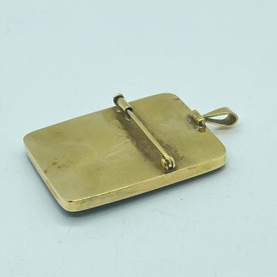 LOT 147L: Handpainted Enamel and 14K Gold Russian Pendant / Brooch