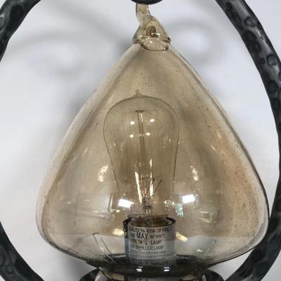 LOT 171L: Vintage Made in Italy Table Lamp w/ Iron Stand & Glass Globe