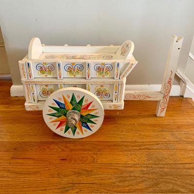 LOT 210 Costa Rican Folk Art Hand Painted Miniature Ox Cart Container