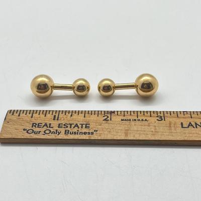 LOT 242: 14K Gold Cartier Dumbbell Style Cufflinks - 9.0 grams