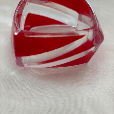 Vintage square red and clear bangle bracelet