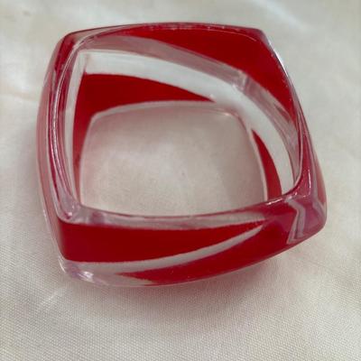 Vintage square red and clear bangle bracelet