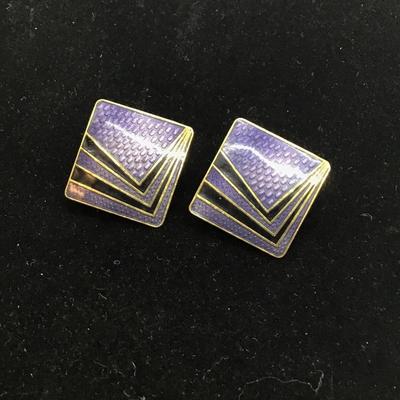 Black, purple and GT vintage clip on earrings
