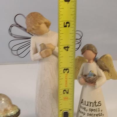 Collection of Home Decor- Willow Tree Figurines, Alabaster Pig, Rabbit Trinket Box