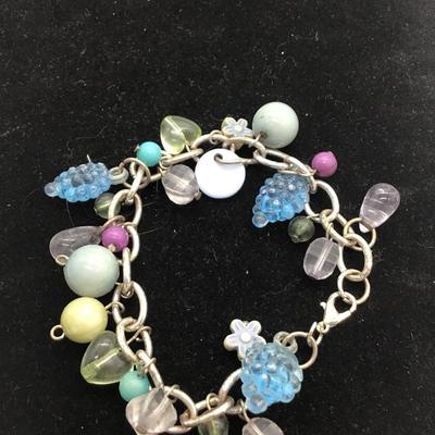 Cluster beaded charm bracelet