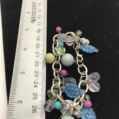 Cluster beaded charm bracelet