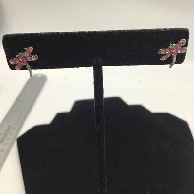 Mini dragonfly pink earrings
