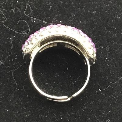 Purple Rhinestone Adjustable ring