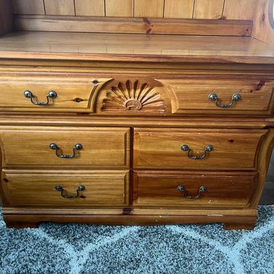 Dixie wood dresser with lighted hutch