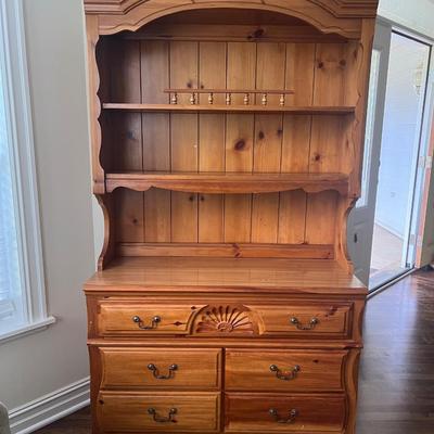 Dixie wood dresser with lighted hutch