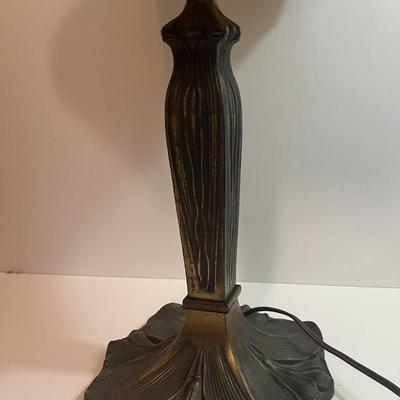 Antique c1900 Handel Style 6-Panel Slag Glass Lamp 22" Tall in Good Preowned Condition.