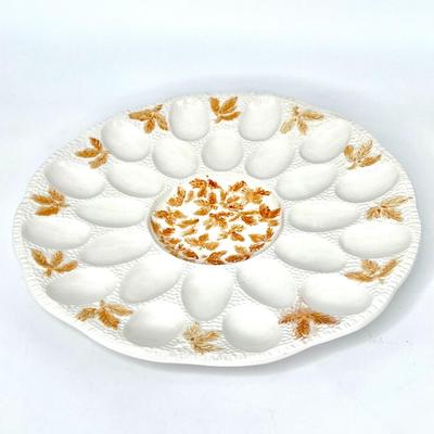 Set of 2 Vintage Ceramic Deviled Egg Platters