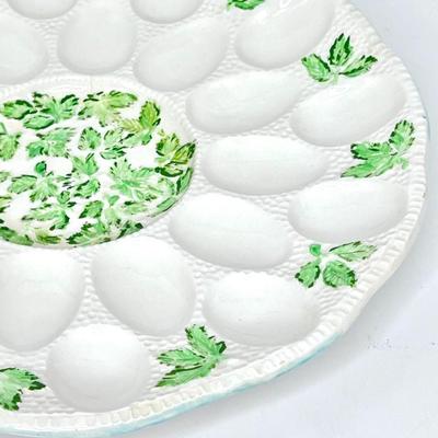 Set of 2 Vintage Ceramic Deviled Egg Platters