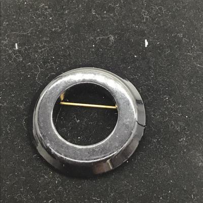 Black circle brooch vintage