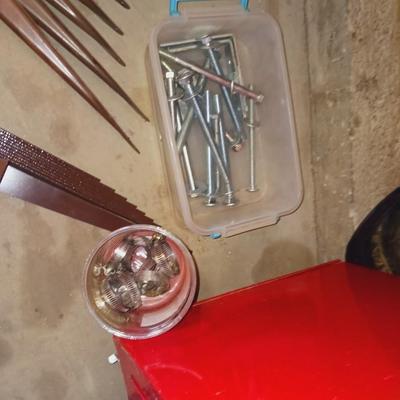 SHELF BRACKETS AND BRACES PLUS SOME HARDWARE