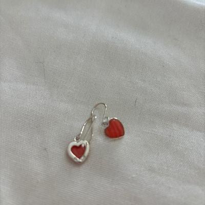 925 silver Heart dangle earrings